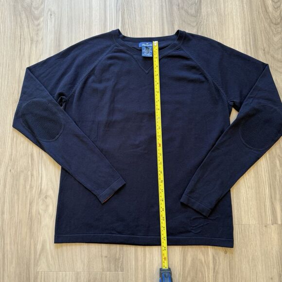 Faconnable Women's Medium Navy Blue Lightweight Sweater Elbow Patches EUC Read - Picture 6 of 9